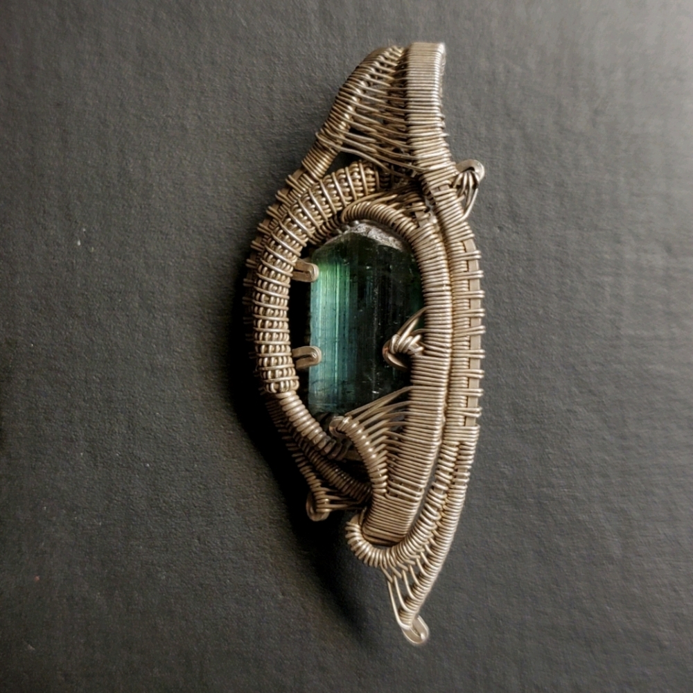 Bicolor Tourmaline Wire Wrapped Micro Pendant